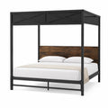 Letto a baldacchino in metallo e legno nero 200x160 cm
