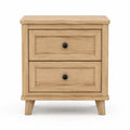 Comodino in legno con 2 cassetti color rovere chiaro 50x40x60cm