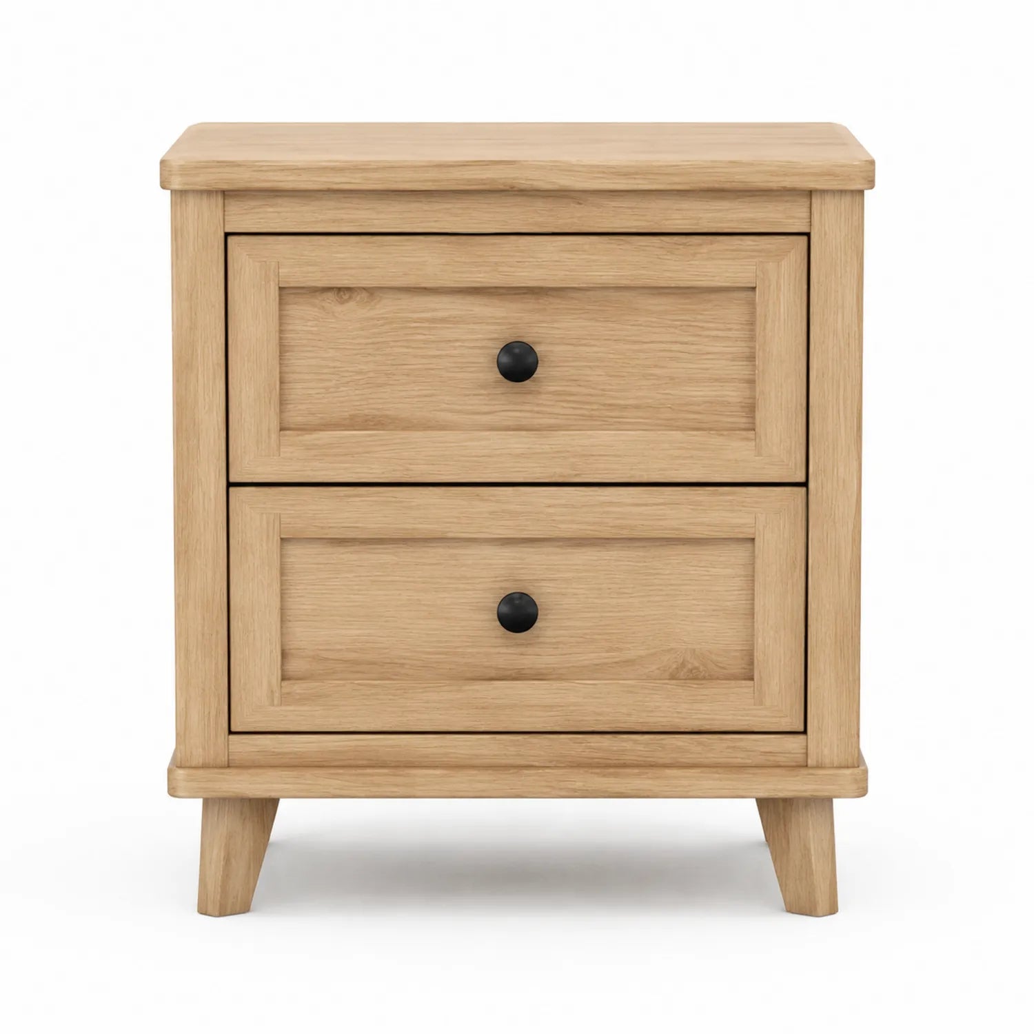 Comodino in legno con 2 cassetti color rovere chiaro 50x40x60cm