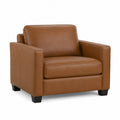 Poltrona in Pelle Sintetica Marrone con Struttura in Legno