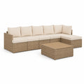 Set Divano Angolare da Esterno in Rattan con Cuscini Crema