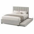 Letto matrimoniale con contenitore in tessuto grigio 160x200 cm