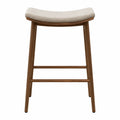 Sgabello da Bar in Legno e Tessuto Poliestere Beige, Altezza 65 cm