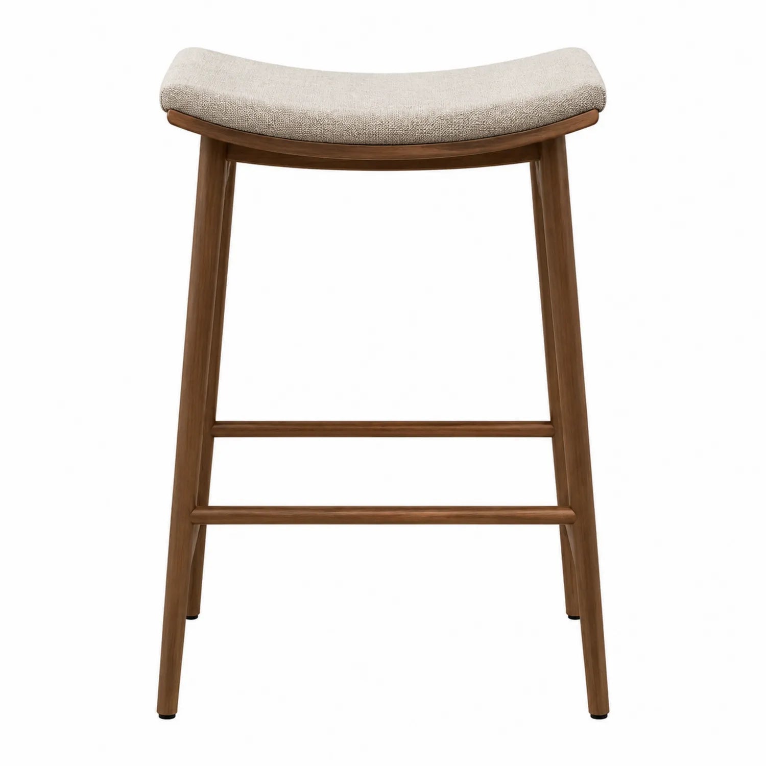 Sgabello da Bar in Legno e Tessuto Poliestere Beige, Altezza 65 cm