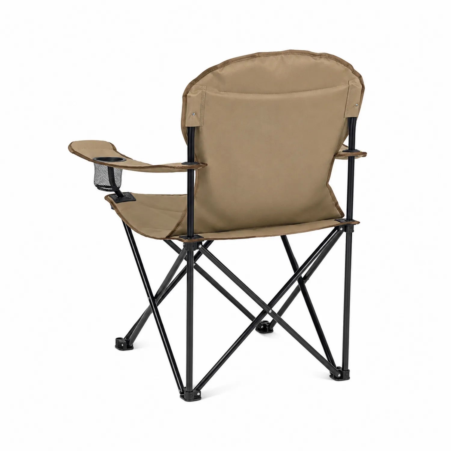 Sedia pieghevole da esterno in tessuto beige con struttura in metallo