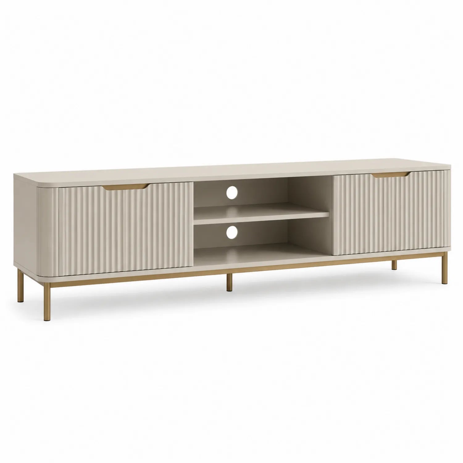 Mobile TV in MDF rettangolare Beige con gambe in metallo 180x40x50 cm