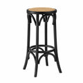Sgabello in Metallo e Rattan Nero