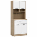 Credenza Alta in Legno con Ante e Ripiani Bianchi MDF 180x80x40 cm