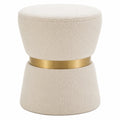 Pouf rotondo in tessuto bouclé con anello in metallo