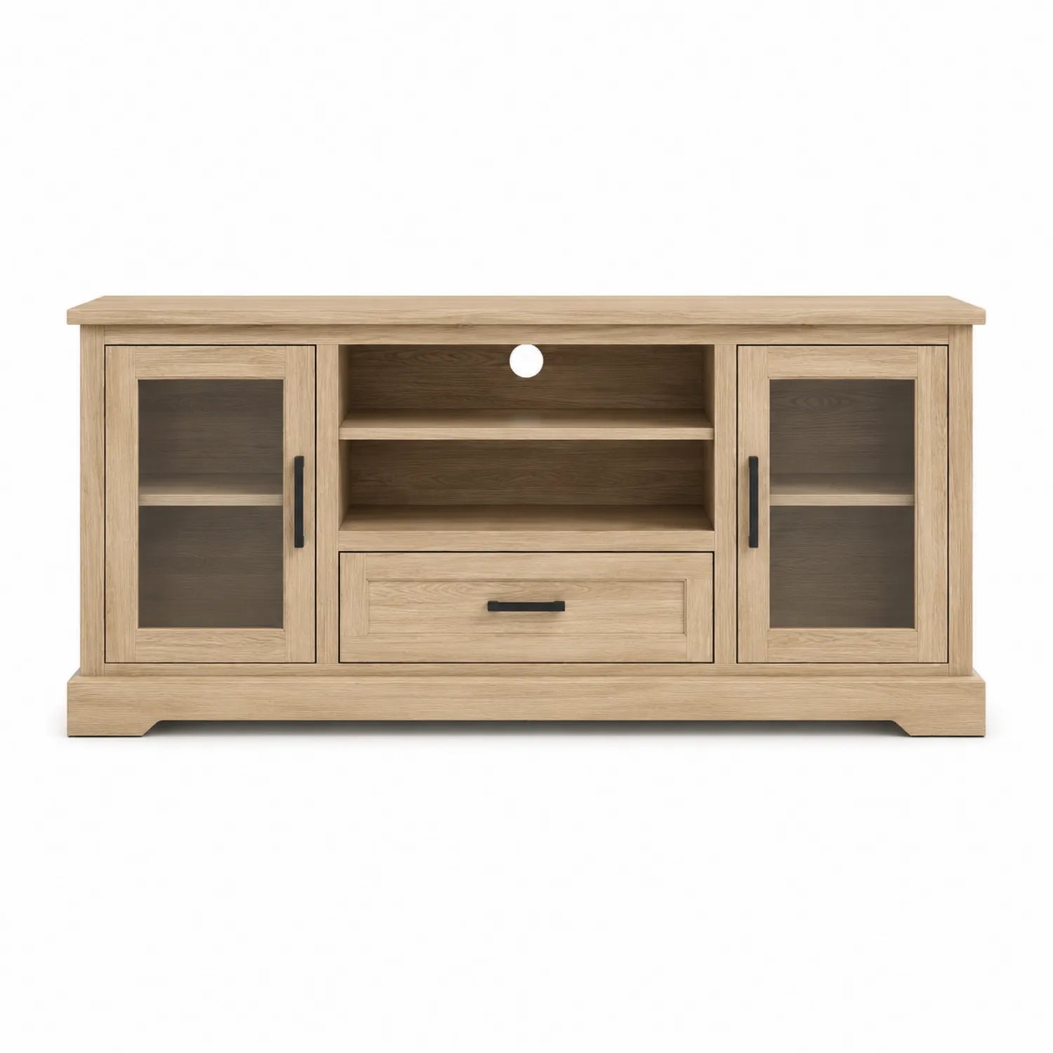 Mobile TV in Legno con Ante in Vetro e Ripiani, 150x40x60 cm