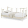 Letto singolo in metallo con cuscino e coperta