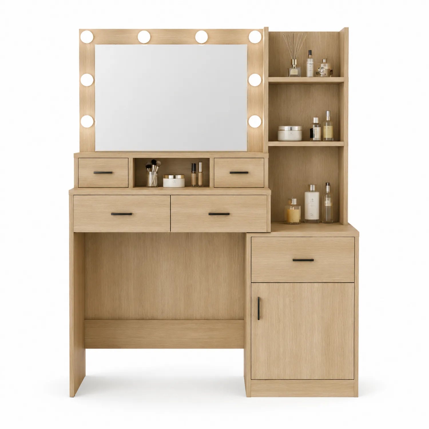 Toletta in Legno MDF con Specchio Illuminato 120x45x160 cm