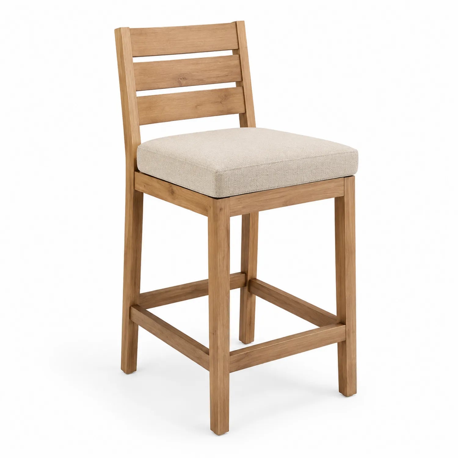 Sedia da Esterno in Legno Teak con Cuscino Beige