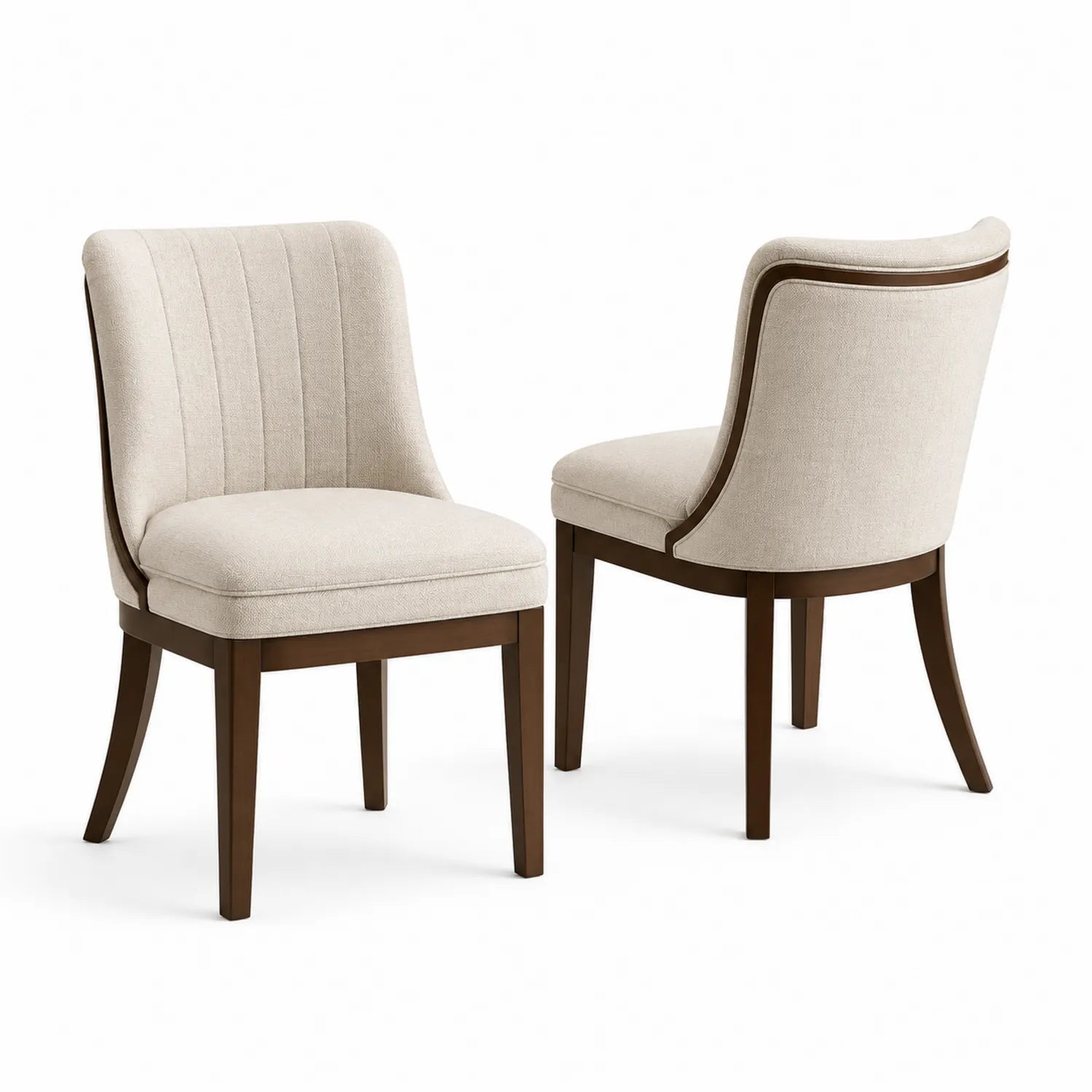 Sedie in Legno Massello e Tessuto Poliestere Beige Set di 2