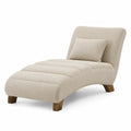 Chaise Longue in Tessuto Beige con Gambe in Legno