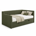 Divano letto in tessuto verde con cassetti
