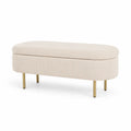 Panca ovale in velluto a coste con gambe in metallo Beige