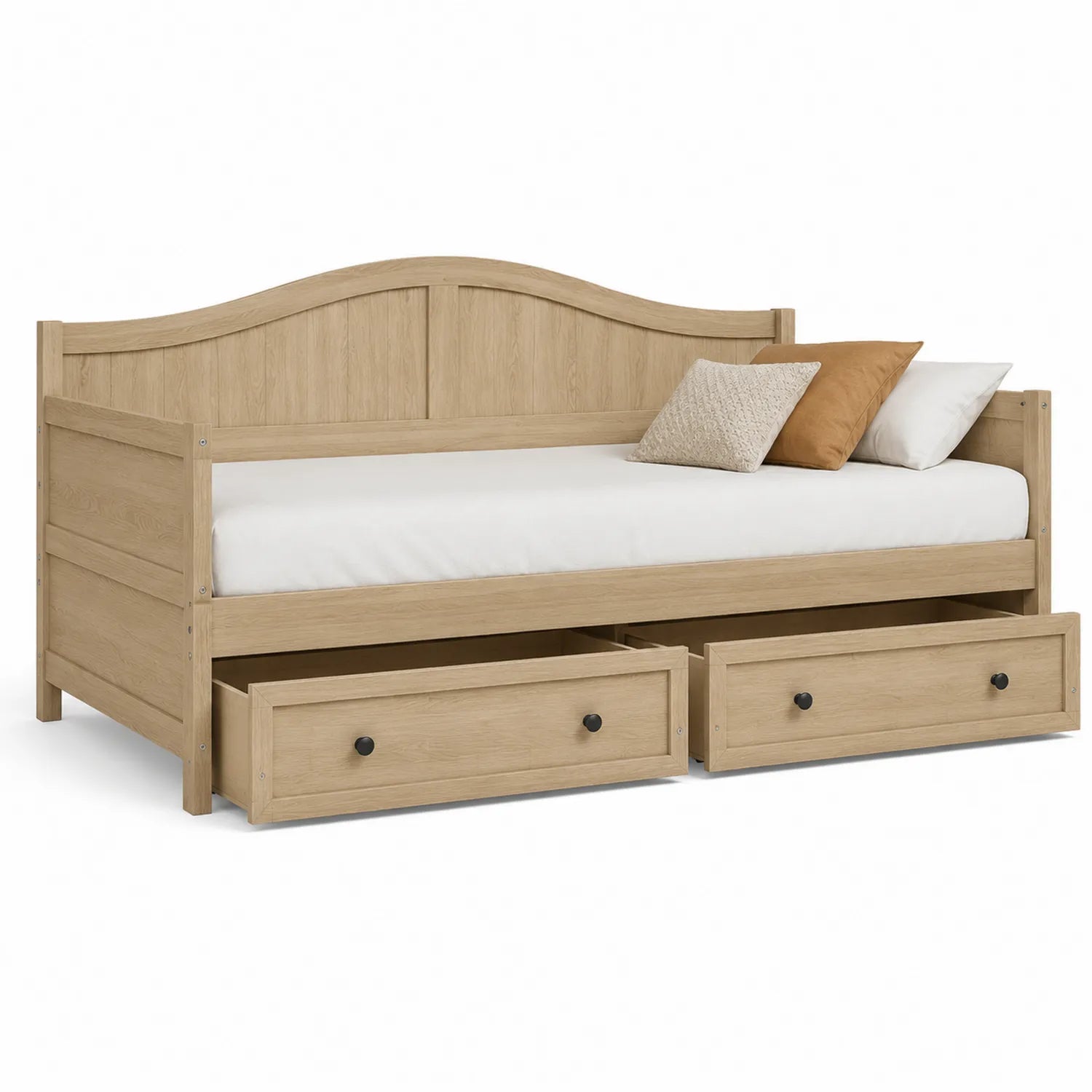 Letto in legno con cassetti 200x90 cm colore Rovere