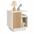 Comodino in MDF e Rovere Bianco con Scaffalatura 50x40x60 cm