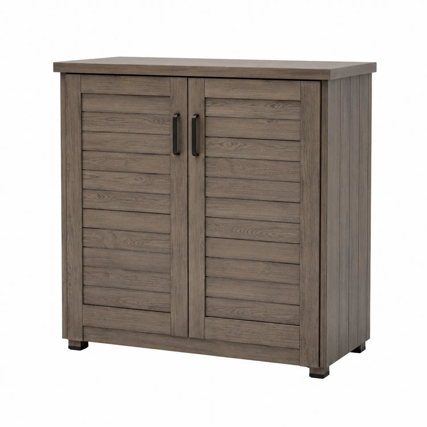 Credenza in legno con ante a doghe colore Grigio Marrone