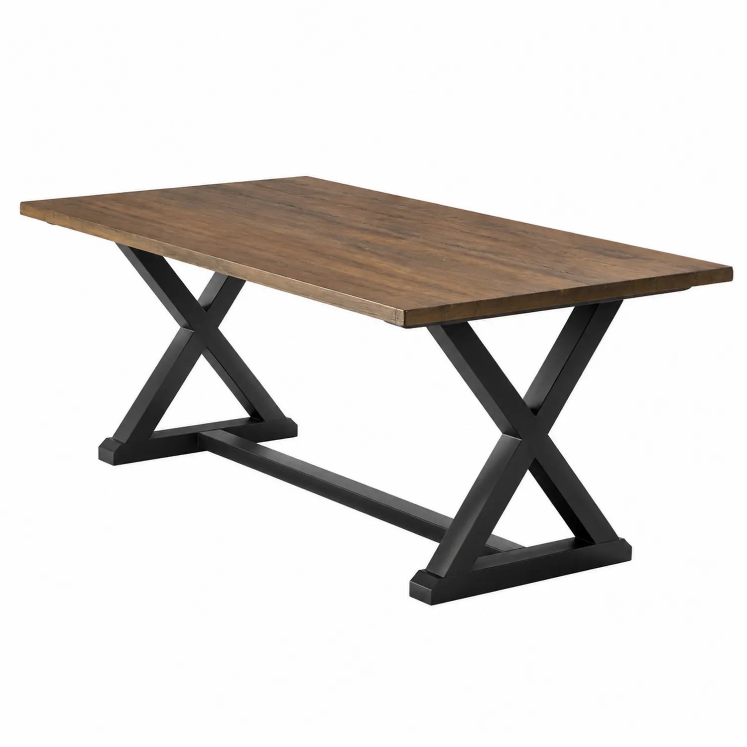 Tavolo da pranzo in legno e metallo nero 200x100x75 cm