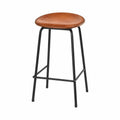 Sgabello da bar in pelle marrone con struttura in metallo nero