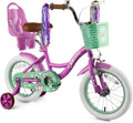 Bicicletta per Bambina 12-16 Pollici con Accessori, Rosa e Multicolore, Et¨¤ 2-7 Anni